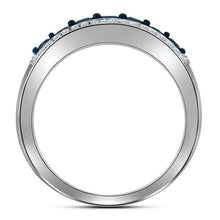 Load image into Gallery viewer, Blue Diamond Elegance | 10kt White Gold Womens Round Blue Color Enhanced Diamond Band Ring 1/2 Cttw | Splendid Jewellery - Splendid Jewellery