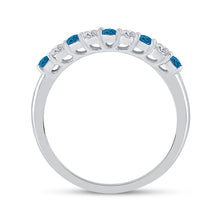 Load image into Gallery viewer, Blue Diamond Elegance | 10kt White Gold Womens Round Blue Color Enhanced Diamond Band Ring 1/2 Cttw | Splendid Jewellery Side View 2 from Splendid Jewellery