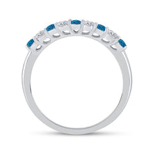 Load image into Gallery viewer, Blue Diamond Elegance | 10kt White Gold Womens Round Blue Color Enhanced Diamond Band Ring 1/2 Cttw | Splendid Jewellery - Splendid Jewellery