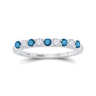 Blue Diamond Elegance | 10kt White Gold Womens Round Blue Color Enhanced Diamond Band Ring 1/2 Cttw | Splendid Jewellery Top View from Splendid Jewellery