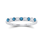 Blue Diamond Elegance | 10kt White Gold Womens Round Blue Color Enhanced Diamond Band Ring 1/2 Cttw | Splendid Jewellery - Splendid Jewellery