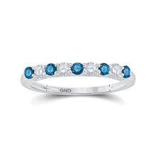 Load image into Gallery viewer, Blue Diamond Elegance | 10kt White Gold Womens Round Blue Color Enhanced Diamond Band Ring 1/2 Cttw | Splendid Jewellery - Splendid Jewellery