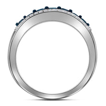 Load image into Gallery viewer, Blue Diamond Elegance | 10kt White Gold Womens Round Blue Color Enhanced Diamond Band Ring 1/2 Cttw | Splendid Jewellery Side View 2 from Splendid Jewellery