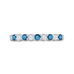 Blue Diamond Elegance | 10kt White Gold Womens Round Blue Color Enhanced Diamond Band Ring 1/2 Cttw | Splendid Jewellery - Splendid Jewellery