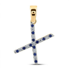 Load image into Gallery viewer, Blue Sapphire Diamond Initial Pendant | 10kt Yellow Gold Personalized Letter Necklace | Splendid Jewellery - Splendid Jewellery