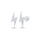 Bolt Lightning Stud Earrings in 10kt White Gold with 1/6 Ct.t.w. Round Diamonds - Splendid Jewellery