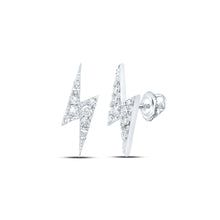 Load image into Gallery viewer, Bolt Lightning Stud Earrings in 10kt White Gold with 1/6 Ct.t.w. Round Diamonds - Splendid Jewellery