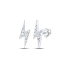 Bolt Lightning Stud Earrings in 10kt White Gold with 1/6 Ct.t.w. Round Diamonds - Splendid Jewellery