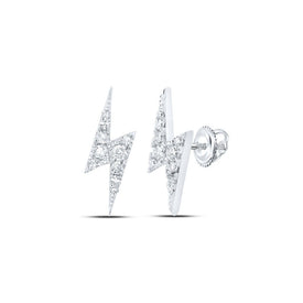 Bolt Lightning Stud Earrings in 10kt White Gold with 1/6 Ct.t.w. Round Diamonds - Splendid Jewellery