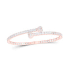 Sparkling Rose Gold Baguette Diamond Heart Cuff Bangle Bracelet - Alternate view 1 from Splendid Jewellery