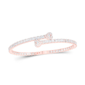 Sparkling Rose Gold Baguette Diamond Heart Cuff Bangle Bracelet - Alternate view 1 from Splendid Jewellery