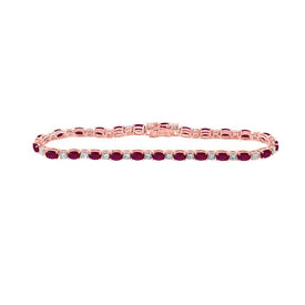 10kt Rose Gold Oval Ruby Diamond Fashion Bracelet - 9 Cttw: A Dazzling Statement of Elegance - Alternate view 1 from Splendid Jewellery