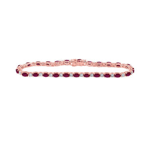 Bracelets | 10kt Rose Gold Womens Oval Ruby Diamond Fashion Bracelet 9 Cttw | Splendid Jewellery GND