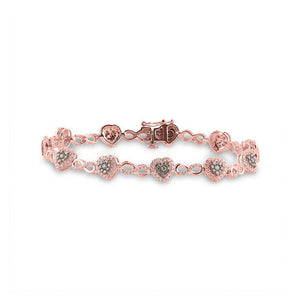 Bracelets | 10kt Rose Gold Womens Round Brown Diamond Heart Bracelet 1-7/8 Cttw | Splendid Jewellery GND