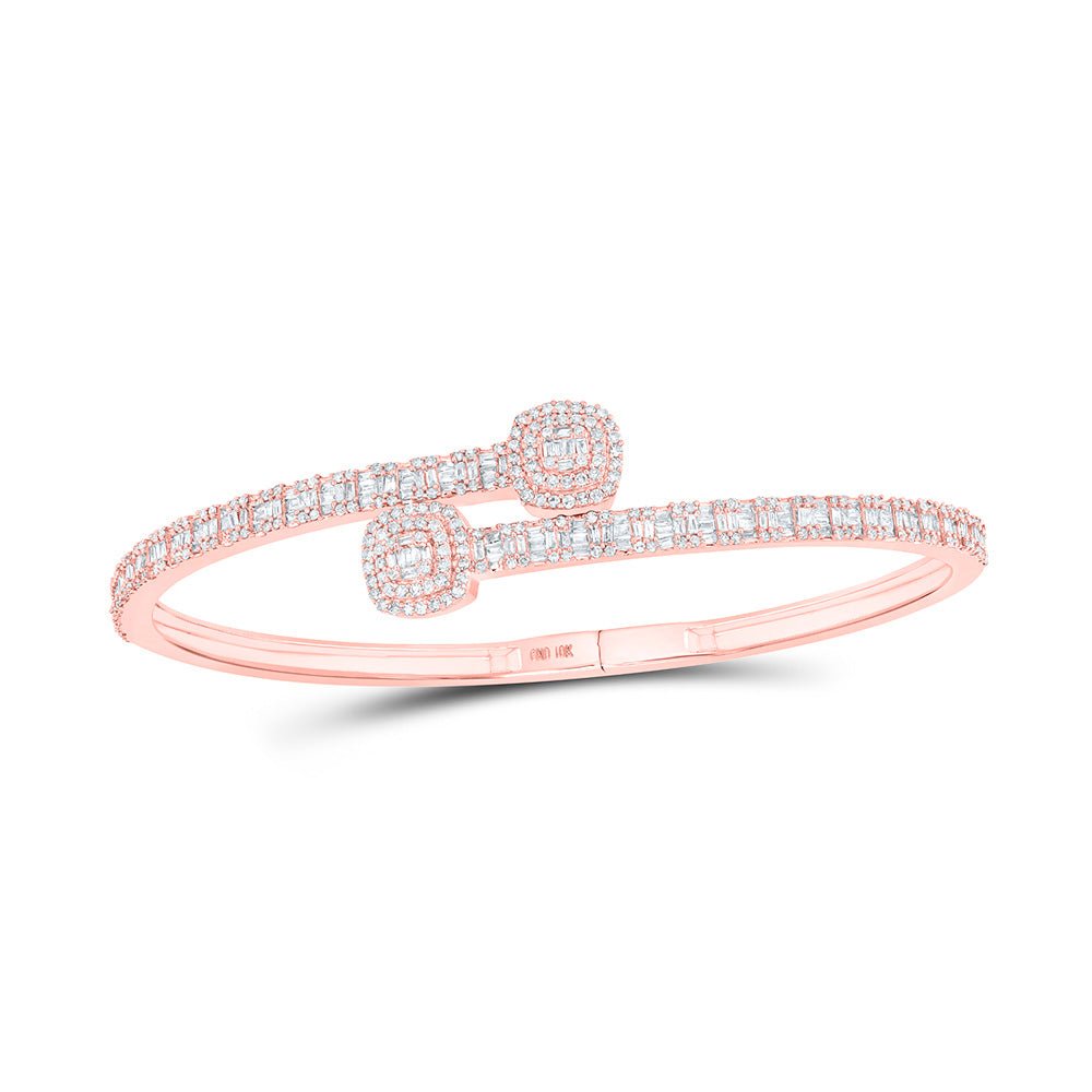 Bracelets | 10kt Rose Gold Womens Round Diamond Cushion Cuff Bangle Bracelet 1-5/8 Cttw | Splendid Jewellery GND