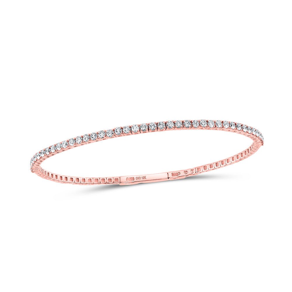 Bracelets | 10kt Rose Gold Womens Round Diamond Flexible Bangle Bracelet 1-1/4 Cttw | Splendid Jewellery GND