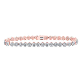 10kt Rose Gold Diamond Flower Cluster Fashion Bracelet - Dazzling 4-3/8 Carat Total Weight - Alternate view 1 from Splendid Jewellery
