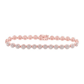 10kt Rose Gold Dazzling Diamond Flower Cluster Link Bracelet - 3-7/8 Cttw - Alternate view 1 from Splendid Jewellery