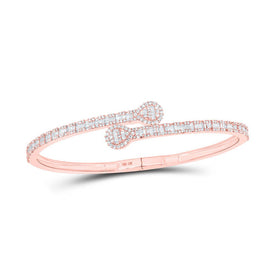 10kt Rose Gold Diamond Pear Cuff Bangle Bracelet - Exquisite Brilliance - Alternate view 1 from Splendid Jewellery