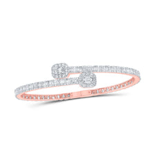 Load image into Gallery viewer, Splendid Jewellery 10kt Rose Gold Diamond Square Cuff Bangle Bracelet - 3 Cttw - Alternate view 1 from Splendid Jewellery
