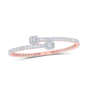 Splendid Jewellery 10kt Rose Gold Diamond Square Cuff Bangle Bracelet - 3 Cttw - Alternate view 1 from Splendid Jewellery