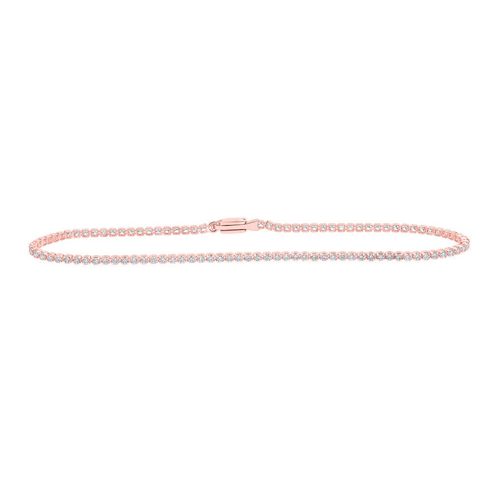 Bracelets | 10kt Rose Gold Womens Round Diamond Tennis Bracelet 1-1/5 Cttw | Splendid Jewellery GND