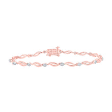 Load image into Gallery viewer, Bracelets |  10kt Rose Gold Womens Round Diamond Twist Link Bracelet 1/4 Cttw |  Splendid Jewellery - Alternate view 1 from Splendid Jewellery