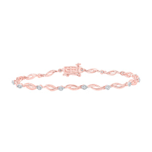 Bracelets | 10kt Rose Gold Womens Round Diamond Twist Link Bracelet 1/4 Cttw | Splendid Jewellery - Splendid Jewellery