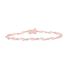 Load image into Gallery viewer, Bracelets | 10kt Rose Gold Womens Round Diamond Twist Link Bracelet 1/4 Cttw | Splendid Jewellery - Splendid Jewellery