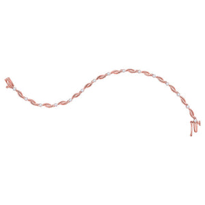 Bracelets | 10kt Rose Gold Womens Round Diamond Twist Link Bracelet 1/4 Cttw | Splendid Jewellery GND