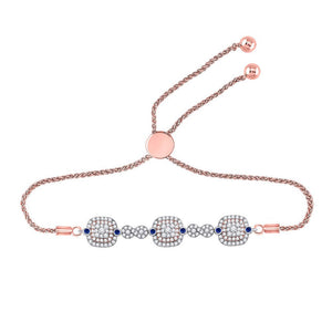 Bracelets | 10kt Two-tone Gold Womens Round Diamond Blue Sapphire Bolo Bracelet 1 Cttw | Splendid Jewellery GND