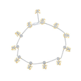 10kt Two-tone Gold Diamond Butterfly Bracelet - 3/4 Cttw: A Delicate Flutter of Sparkle - Alternate view 1 from Splendid Jewellery