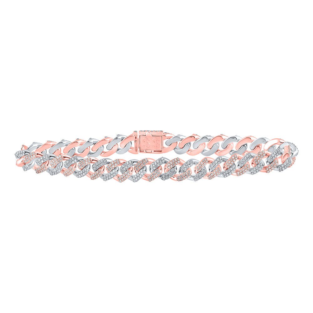 Bracelets | 10kt Two-tone Gold Womens Round Diamond Cuban Link Bracelet 3-1/4 Cttw | Splendid Jewellery GND