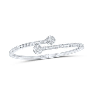 Bracelets | 10kt White Gold Womens Baguette Diamond Cuff Bangle Bracelet 1-3/4 Cttw | Splendid Jewellery GND