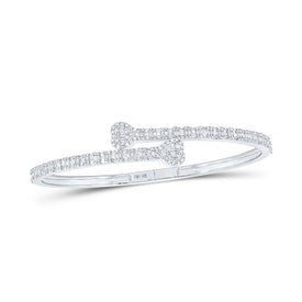 10kt White Gold Baguette Diamond Heart Cuff Bracelet - 1-1/2 Cttw - Alternate view 1 from Splendid Jewellery