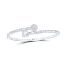 Load image into Gallery viewer, Sparkling Baguette Diamond Cuff Bangle Bracelet in 10kt White Gold - 1-5/8 Cttw - Alternate view 1 from Splendid Jewellery
