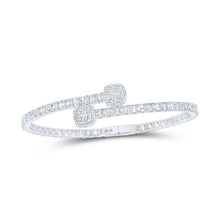 Load image into Gallery viewer, Sparkling Baguette Diamond Square Cuff Bangle Bracelet in 10kt White Gold - 2-5/8 Cttw - Alternate view 1 from Splendid Jewellery