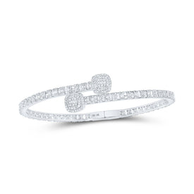 Sparkling Baguette Diamond Square Cuff Bangle Bracelet in 10kt White Gold - 2-5/8 Cttw - Alternate view 1 from Splendid Jewellery