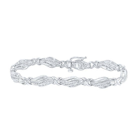 10kt White Gold Baguette and Round Diamond Fashion Bracelet - 1 Cttw - Alternate view 1 from Splendid Jewellery