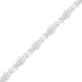 10kt White Gold Baguette and Round Diamond Fashion Bracelet - 1 Cttw - Alternate view 2 from Splendid Jewellery