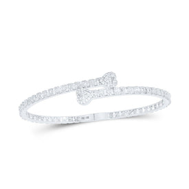 Sparkling White Gold Baguette Diamond Heart Cuff Bangle Bracelet - 2-5/8 Cttw - Alternate view 1 from Splendid Jewellery
