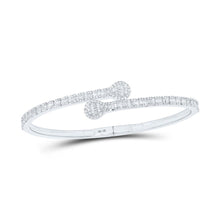 Load image into Gallery viewer, 10kt White Gold Baguette and Round Diamond Cuff Bangle Bracelet - 1-5/8 Cttw - Alternate view 1 from Splendid Jewellery