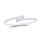 10kt White Gold Baguette and Round Diamond Cuff Bangle Bracelet - 1-5/8 Cttw - Alternate view 1 from Splendid Jewellery