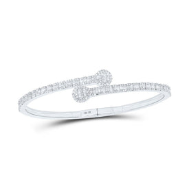 10kt White Gold Baguette and Round Diamond Cuff Bangle Bracelet - 1-5/8 Cttw - Alternate view 1 from Splendid Jewellery