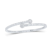 Load image into Gallery viewer, 10kt White Gold Baguette and Round Diamond Cuff Bangle Bracelet - 2-5/8 Cttw - Alternate view 1 from Splendid Jewellery