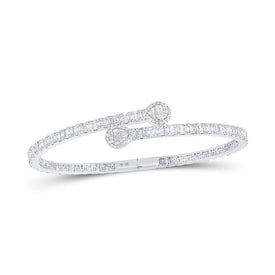 10kt White Gold Baguette and Round Diamond Cuff Bangle Bracelet - 2-5/8 Cttw - Alternate view 1 from Splendid Jewellery