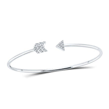 Load image into Gallery viewer, 10kt White Gold Diamond Arrow Bangle Bracelet - Elegant and Timeless Sparkle Top view from the 10Kt White Gold Womens Round Diamond Arrow Bangle Bracelet 1 10 Cttwpin285795 collection by Splendid Jewellery