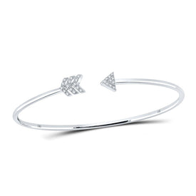 10kt White Gold Diamond Arrow Bangle Bracelet - Elegant and Timeless Sparkle Top view from the 10Kt White Gold Womens Round Diamond Arrow Bangle Bracelet 1 10 Cttwpin285795 collection by Splendid Jewellery