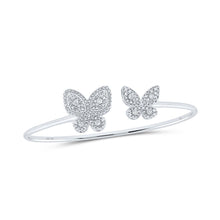 Load image into Gallery viewer, 10kt White Gold Diamond Butterfly Bangle Bracelet - Exquisite Flutter Top view from the 10Kt White Gold Womens Round Diamond Butterfly Bangle Bracelet 3 4 Cttwpin232430 collection by Splendid Jewellery