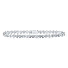 Load image into Gallery viewer, 10kt White Gold Diamond Cluster Link Fashion Bracelet - Stunning Brilliance Top view from the 10Kt White Gold Womens Round Diamond Cluster Link Fashion Bracelet 3 1 5 Cttwpin214907 collection by Splendid Jewellery
